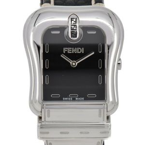 Auth. Fendi silver buckle watch black face